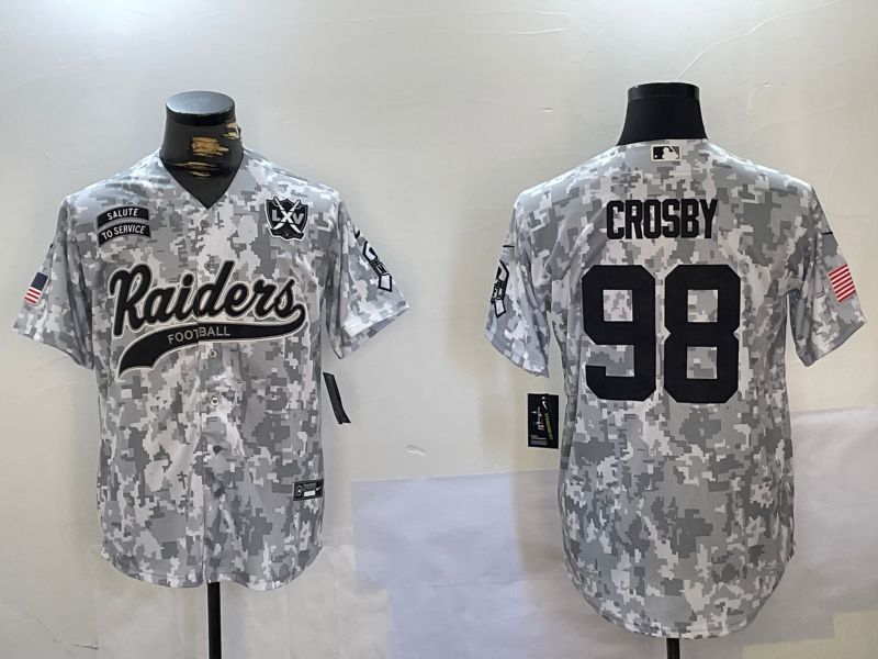 Men Oakland Raiders #98 Crosby Nike Arctic Camo 2024 Salute to Service Limited NFL Jersey style 3